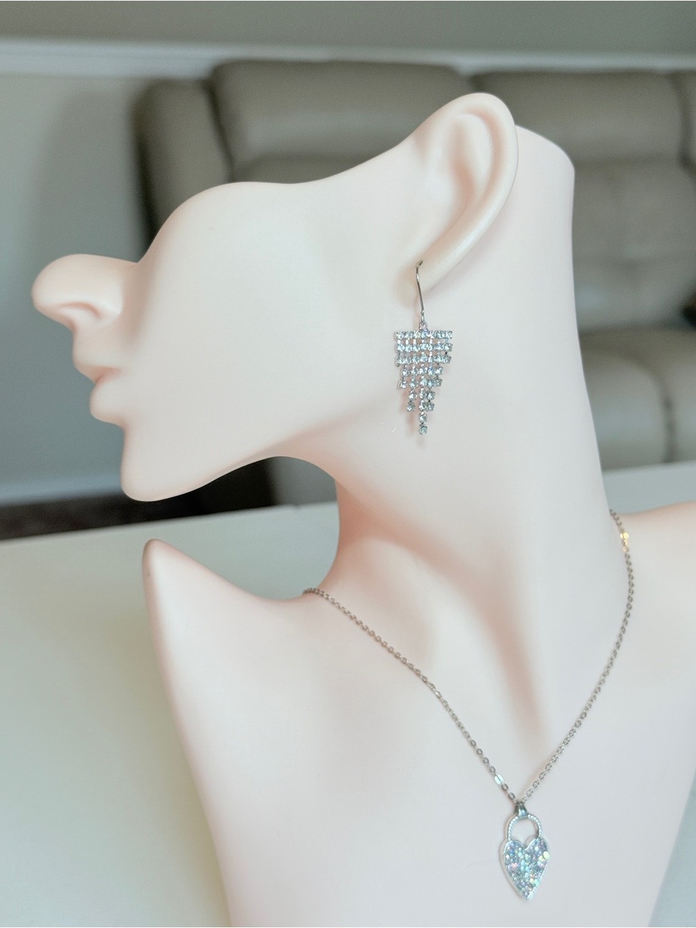 Silver Tone Crystal Dangle Earrings - Sparkling Silver